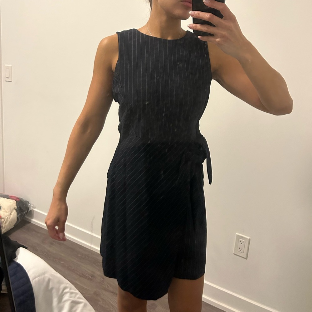 Mango navy blue Pinstripe Dress